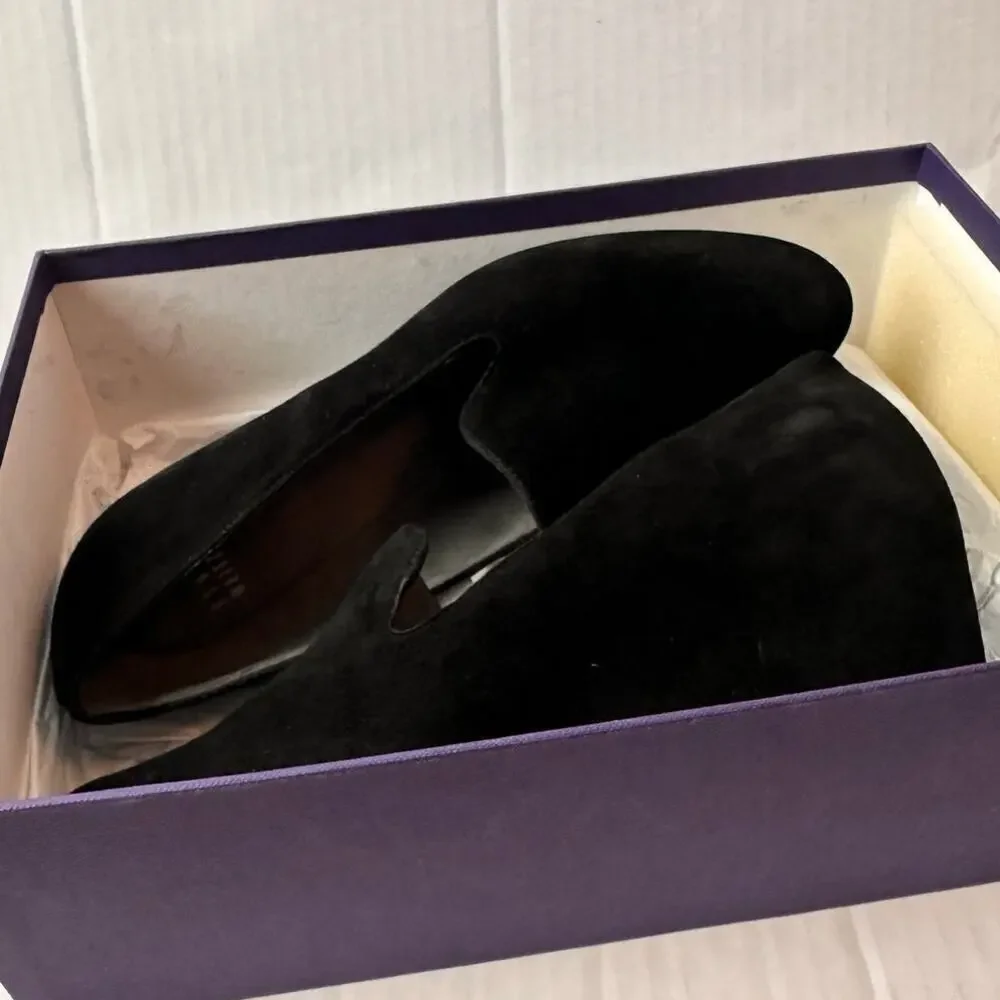 Stuart Weitzman Size 7.5 Black Suede Arise Wedge Heel Closed Toe Shoe Office - Picture 8 of 11